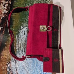 Cesare Piccini Vintage 50s/60s Velvet/Leather Handbag With Matching Wallet